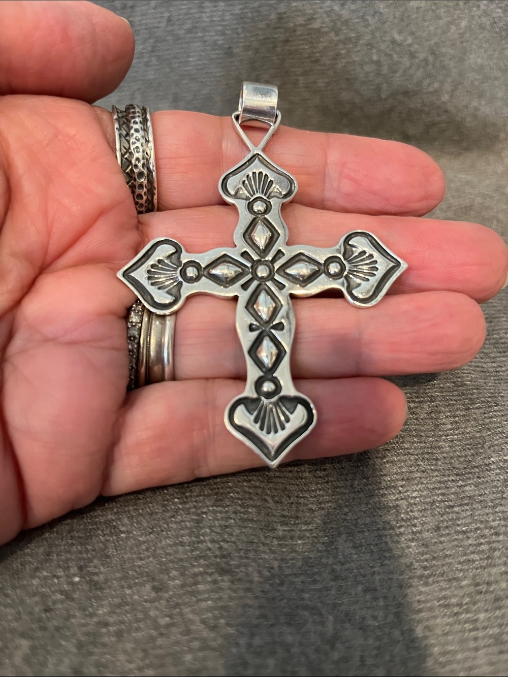 Sterling Phillip Guerro Navajo Cross Pendant - Picture 7 of 9